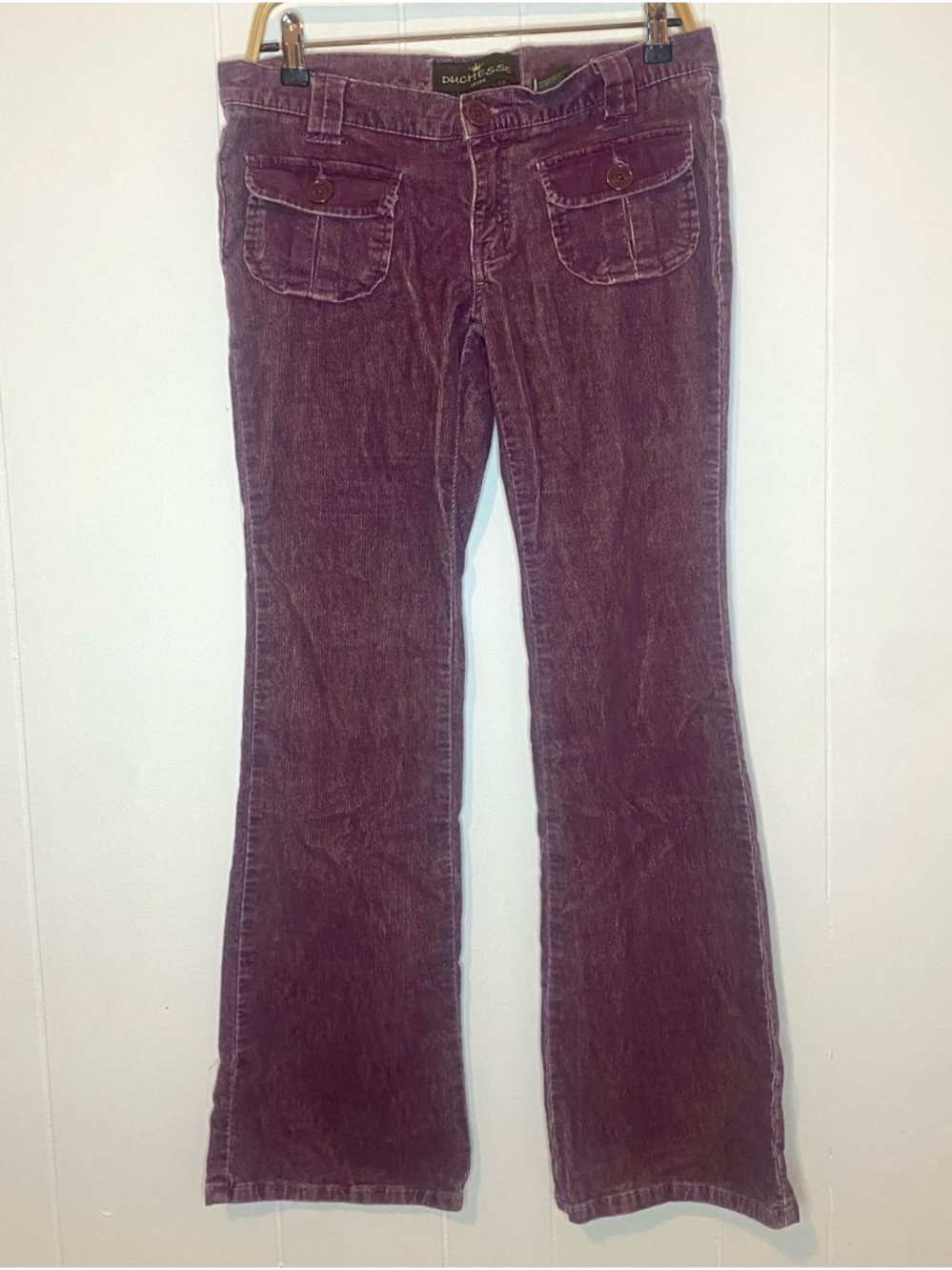 Corduroy Flare Jeans in Plum - y2k low rise
